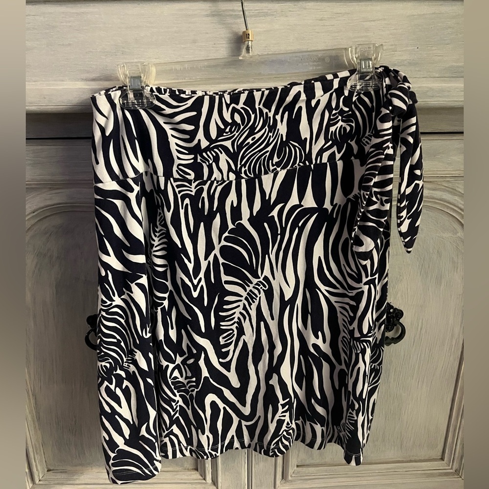 Lilly Pulitzer Black & White Zebra-Print Wrap Skirt